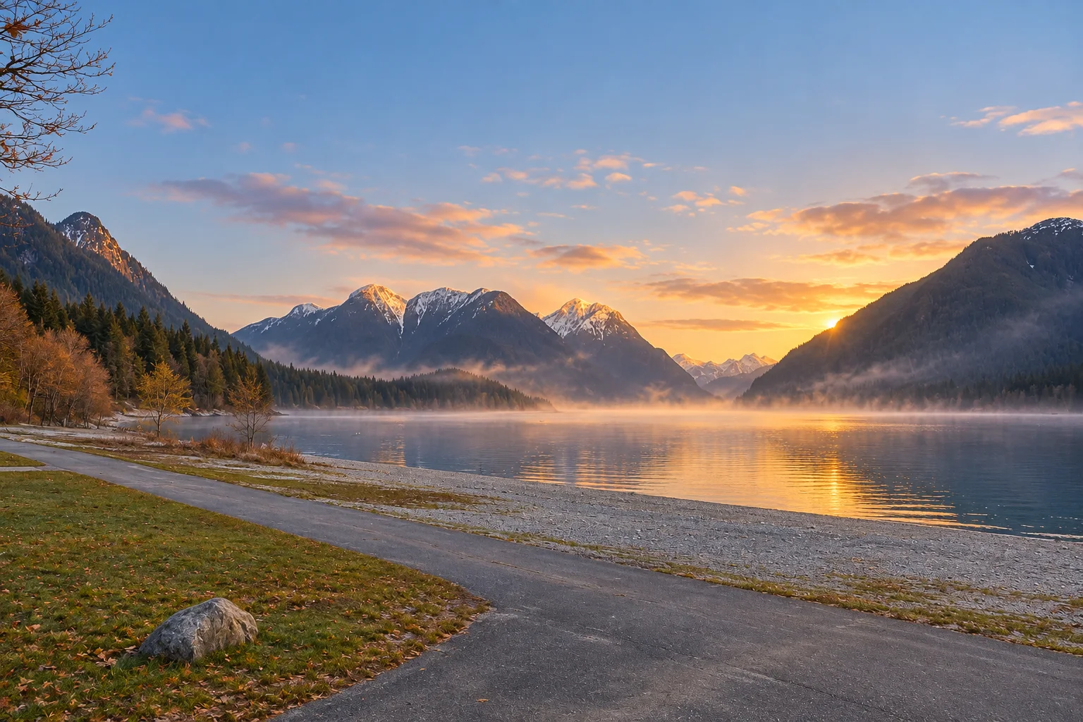 Alouette Lake with mountains near Maple Ridge
